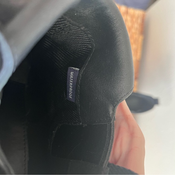 Cole Haan black slip on wedge boots ankle leather wedges 9 - Picture 4 of 8